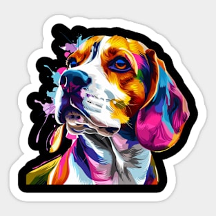 Beagle Dog Colorfull Pop Art Design For Dog Onwer Sticker